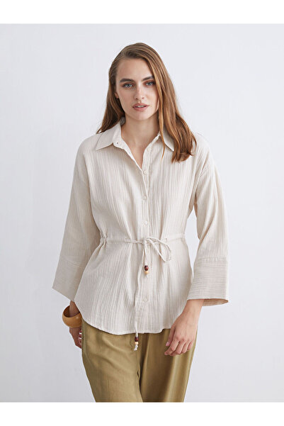 LC Waikiki Rmz Gi̇yi̇m Farkiyla Do Textured Ol Planting Muslin Women's Shirt