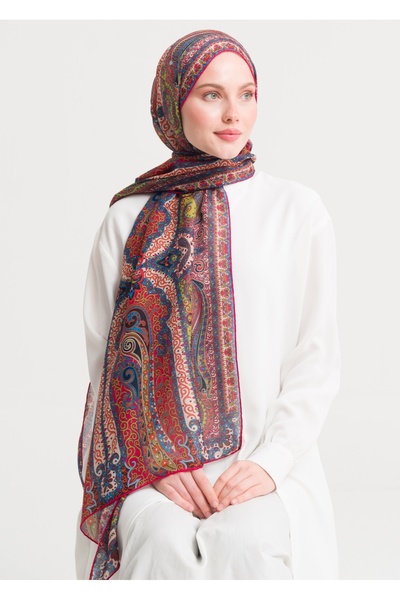 Armağan 11512 Ethnic Patterned Wool Silk Shawl V1