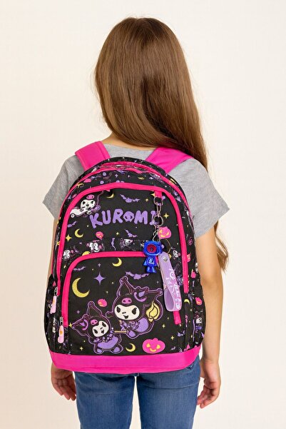 KOKOŞ BEBEK Kuromi 3-Piece School Bag Set (School Bag + Lunch Box + Pen Holder) |   Keychain Gift