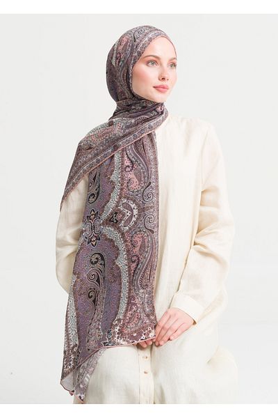 Armağan 11512 Ethnic Patterned Wool Silk Shawl V4