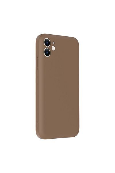 MRCİLETİSİM iPhone 11 Case Colorful Silicone Brown Cover with Hidden Card Holder Compartment Vitra