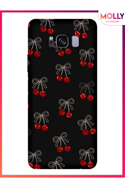 Molly Samsung Galaxy S8 Plus İçin Siyah Cherry Desenli Silikon Kılıf