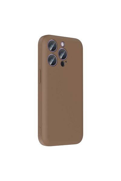 MRCİLETİSİM iPhone 14 Pro Max Case with Hidden Card Holder Compartment Colorful Silicone Brown Cover Vitra