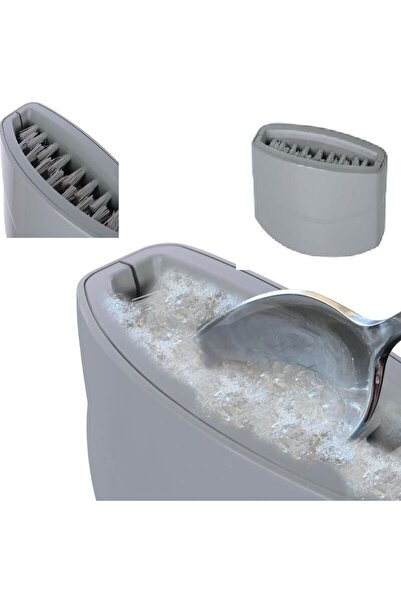 Evvano Hijyenik Çatal Kaşık Bıçak Yıkama Fırçası Vantuzlu - Çift Fırçalı