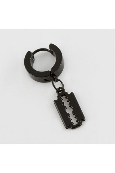 AKSESUARIM Men's Razor Figured Steel Earring 1 Piece