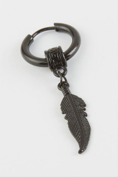 AKSESUARIM Men's Leaf Steel Earrings