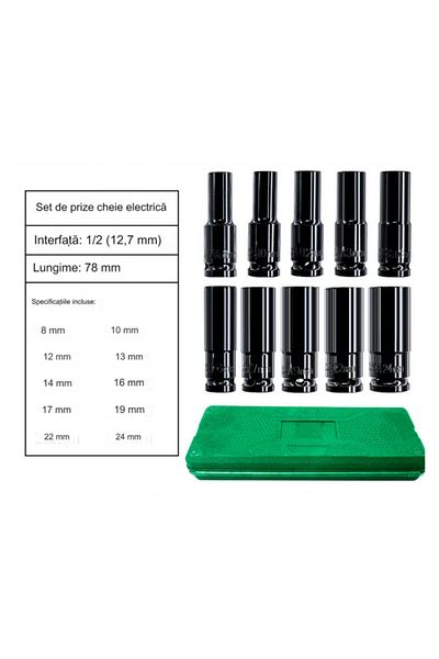 OEM Set of 10 Hexagon Sockets, 10-24 mm