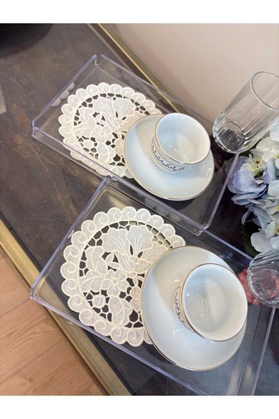 Denef Home Violet - Cocktail Napkin Delik İşi Krem - 15X15 cm 2 Pieces