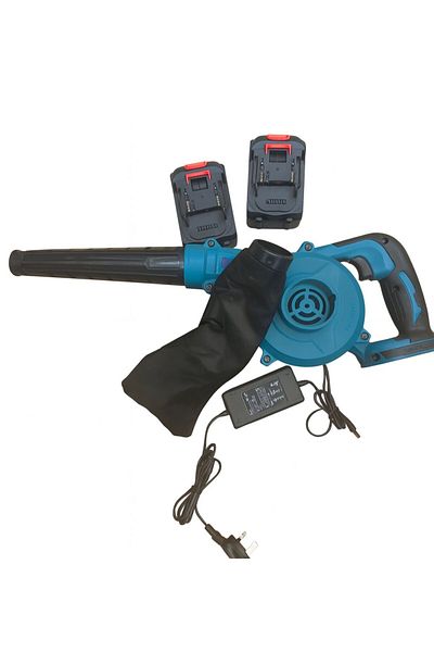 bakraj Portable electric blower with two batteries and a 21-volt charger