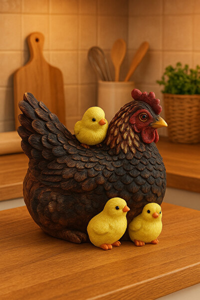 Show Art Hediyelik Tavuk Ailesi Dekoratif Mutfak Biblo/ Dekoratif Büyük Hayva...