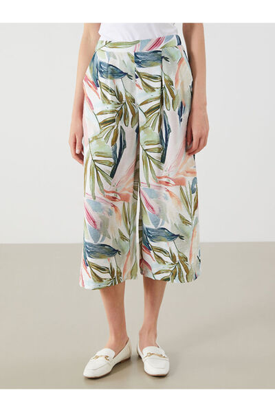 LC Waikiki Quality Parts from Çelebi Store |   Patterned Women's Pleated Capri Pants with Elastic Waistband