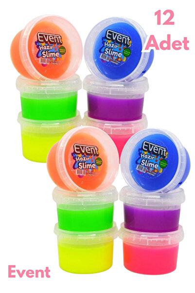 Genel Markalar 12 Adet 6 Farklı Renk Neon Fosforlu Hazır Slime Hazır Slaym Oy...