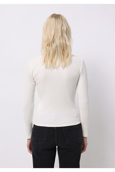 Colin's Slim Fit Half Turtleneck Plain Women's White T-Shirt