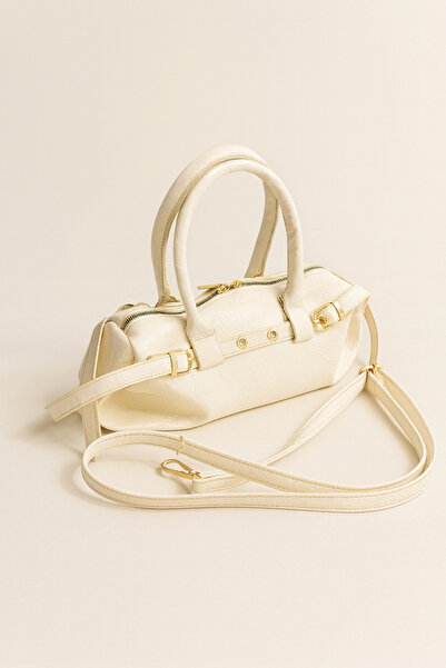 Nova Elegant Cream Color Women's Shoulder and Hand Bag – Gold Detailed