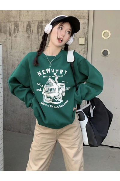 Flood Of Style Green Women's Nefti Green Newutry Printed Oversize