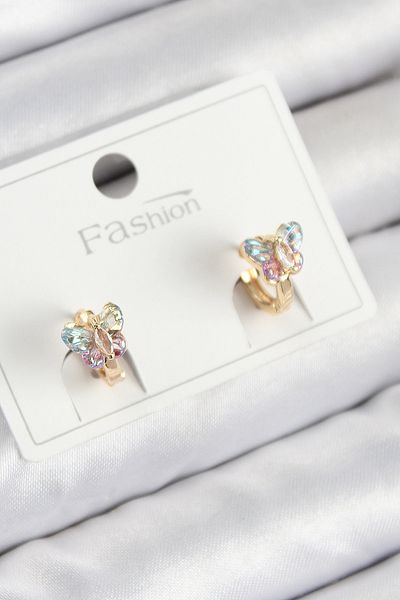 Skygo Brass Zircon Stone Butterfly Model Gold Color Children's Earrings - Tj-Bkp11194