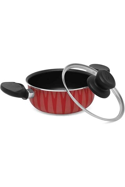 Trust Non-Stick Deep Cooking Pot with Glass Lid - 18cm