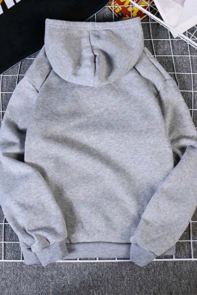 Flood Of Style Hanorac gri pentru femei Grey Positive cu imprimeu cu glugă