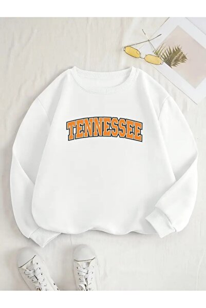 Flood Of Style Alb Unisex Alb Tennessee cu guler rotund supradimensionat