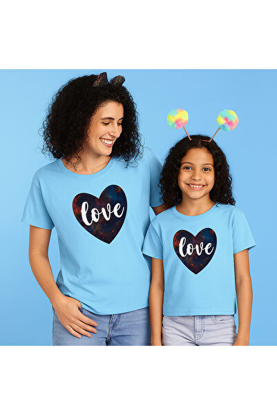 SVART WEAR Set de tricouri combinat pentru mamă și fiică Love bumbac 100% tri...