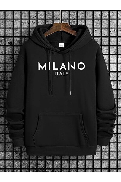 Flood Of Style Black Unisex Black Milano Printed 3 Thread Hooded Hoodie