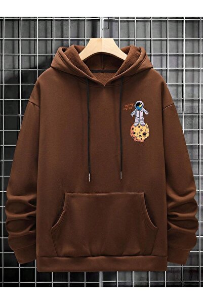 Flood Of Style Коричневий унісекс коричневий Space з принтом космосу худі з капюшоном