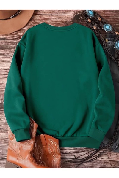 Flood Of Style Green Women's Nefti Green Bats Printed Crew Neck Oversize