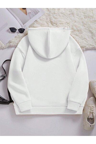 Flood Of Style White Women's White Palm Springs Surf Printed 3 Thread Hooded Hoodie