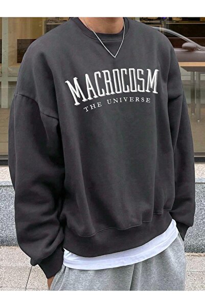 Flood Of Style Hanorac gri pentru bărbați Smoked Macrosom cu imprimeu