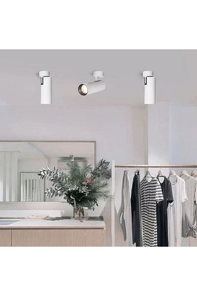 Generic Single black track light, replaceable GU10 bulb, white outer body color, solar light color K4000