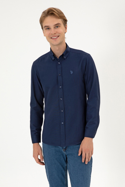 U.S. Polo Assn. Men's Navy Blue Long Sleeve Basic Shirt 50316723-Vr033