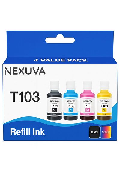Nexuva Epson 103 Ink Set for EcoTank L1110 L3110 L3111 L3150 L3151 L3156 L3160 L5190 Printers – BCMY
