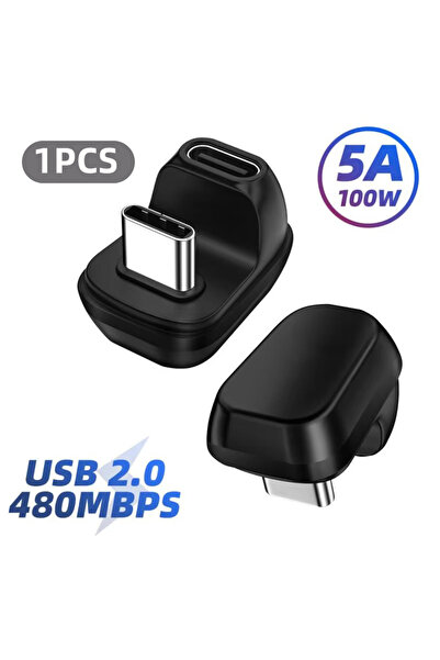 Choice 1x USB 2.0 UX 40Gbps Mini USB C Right Angle Adapter U-Shape Thunderbolt3 USB C to Type C Adapter Con