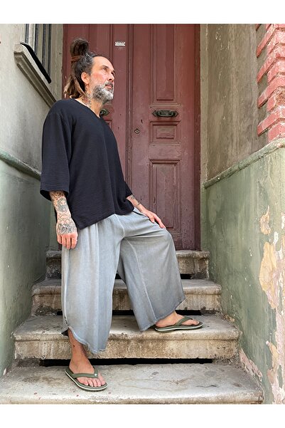 Bohoyasam Unisex Bol Paça Pantolon, Pamuklu Salaş Pantolon, Yazlık Rahat Pantolon, Bohem Kapri Pantolon