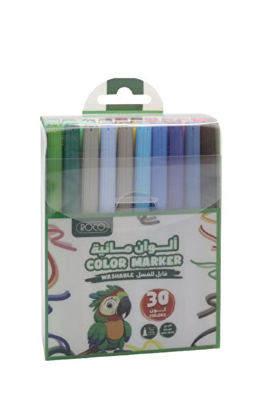 Roco مجموعة أقلام تحديد ملونة قابلة للغسل - 30 لونًا متنوعة