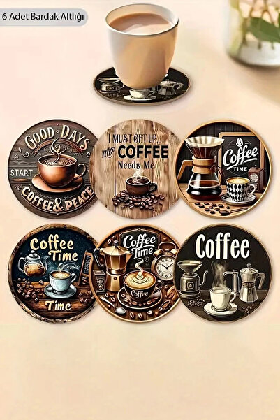 Valerine Life Ev Ofis Çay Fincan Bardak Altlığı 10x10cm Yıkanabilir Kaymaz 6'lı Deri Coaster Seti