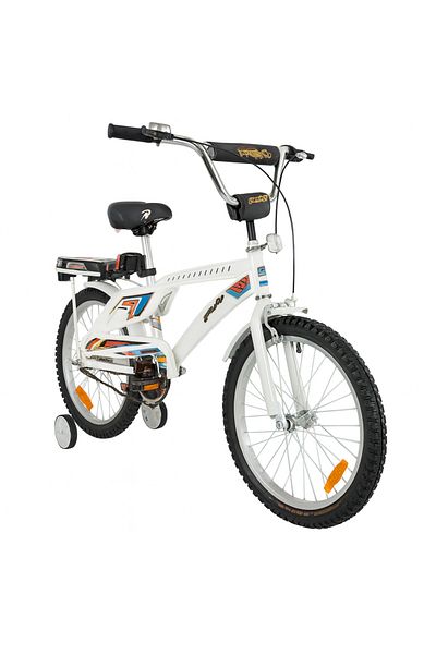 rexa 20-Inch White Kids Bicycle with Training Wheels and Sporty Frame Design