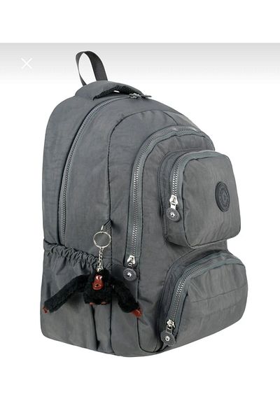 Minga London Luxury Crinkle Waterproof Fabric Bag - Middle School and High School Bag with Plush Gift - Smoked