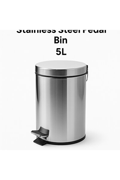 TSUMAB سلة مهملات بدواسة من الفولاذ المقاوم للصدأ – سعة 5 لتر