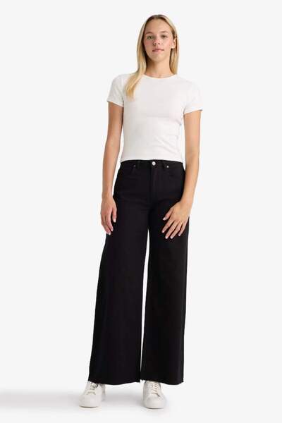 DeFacto Wide Leg Normal Bel Standart Boy Gabardin Pantolon E4381AX25AU