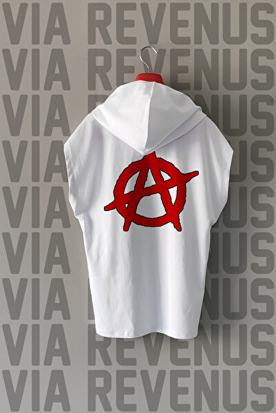 Vordevia Tricou sport Anarchy cu mâneci zero cu glugă, 100% bumbac, imprimat ...