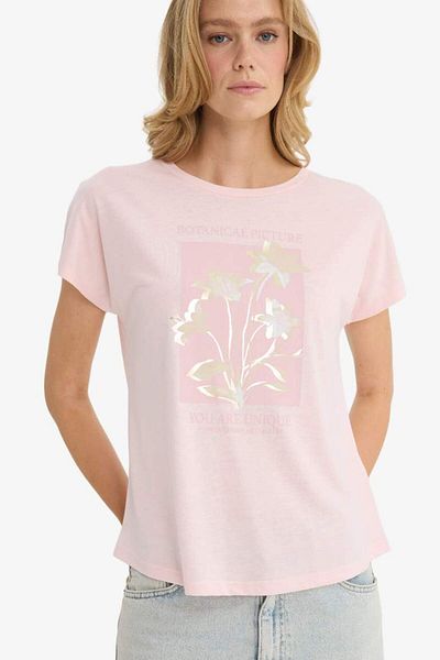 DeFacto New Season Crew Neck Floral Short Sleeve T-Shirt