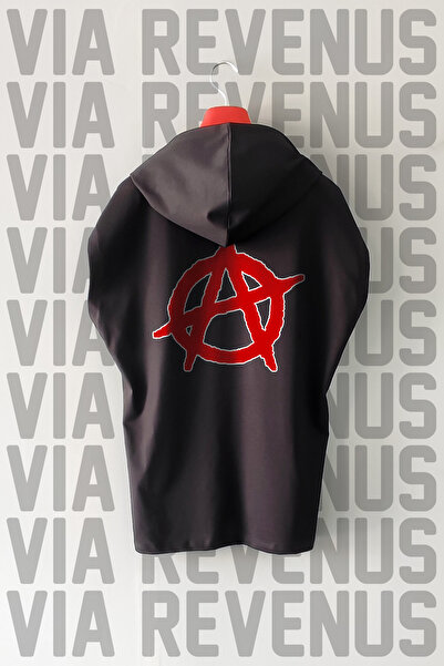 Vordevia Tricou sport Anarchy cu mâneci zero cu glugă, 100% bumbac, imprimat față și spate