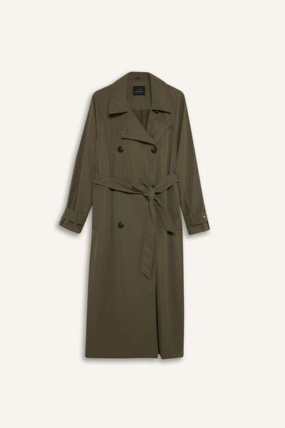 DeFacto New Season Regular Fit Faux Leather Belted Long Trench Coat