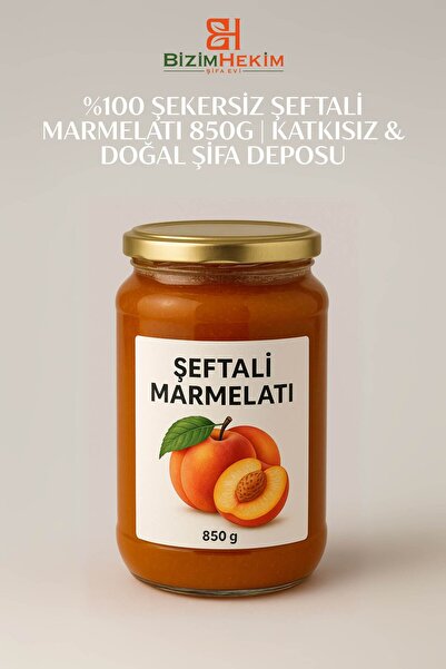 BİZİMHEKİM ŞİFA EVİ %100 Şekersiz Şeftali Marmelatı 850g | Katkısız & Doğal Şifa Deposu