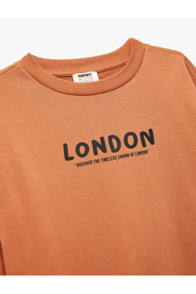 Koton Bisiklet Yaka Baskılı Oversize Kiremit Erkek Çocuk Sweatshirt 6Wkb10147Tk