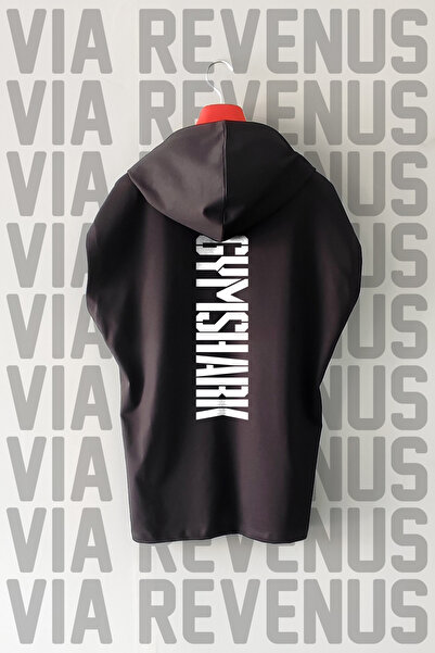 Vordevia Gym Ön ve Arka Baskılı Sıfır Kollu Kapüşonlu %100 Pamuk Spor Tshirt