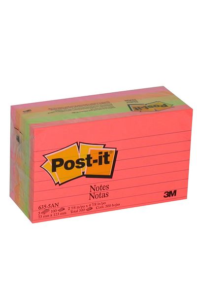 Post-it 6355 Lined Self-Stick Notes – Rectangle, 3 x 5 in, 500 Sheets