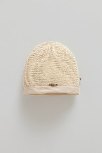 Caramell 100% Cotton Baby Hat Knitwear Outer & Combed Cotton Inner (Compatible with 1-12 Months)