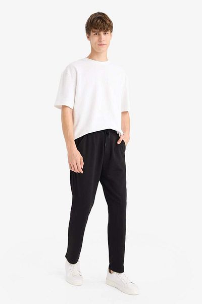 DeFacto New Season Regular Fit Basic Plain Waist Lace-Up Straight Leg Sweatpants with Pockets